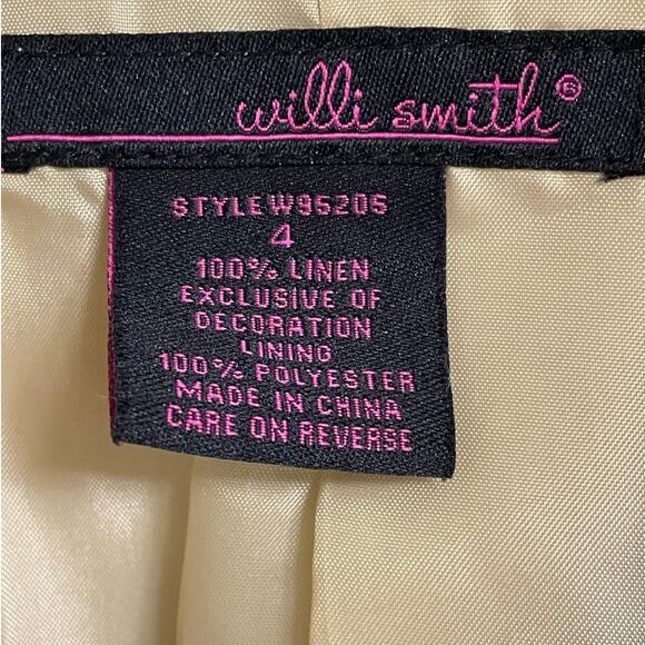 Willi Smith Khaki Linen Tie Waist Tailored Blazer 4 - Picture 6 of 8